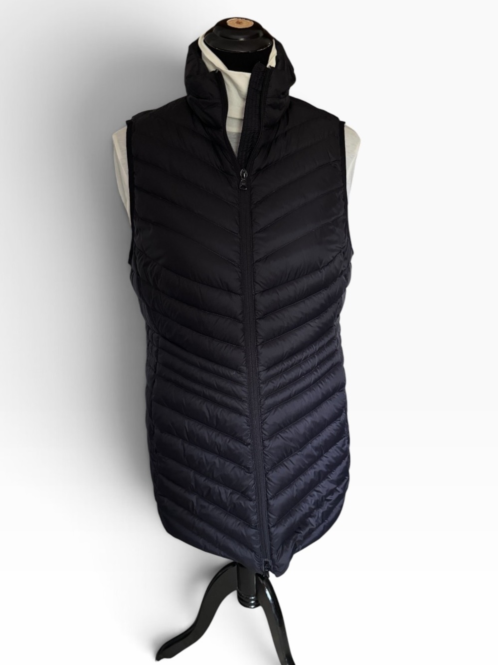 Lands' End Women’s Black Quilted Tunic Length Puffer Vest